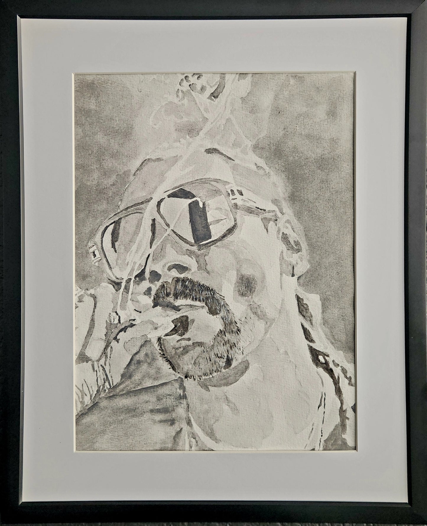 "Snoop in Smoke" – Black & White Watercolor Portrait
