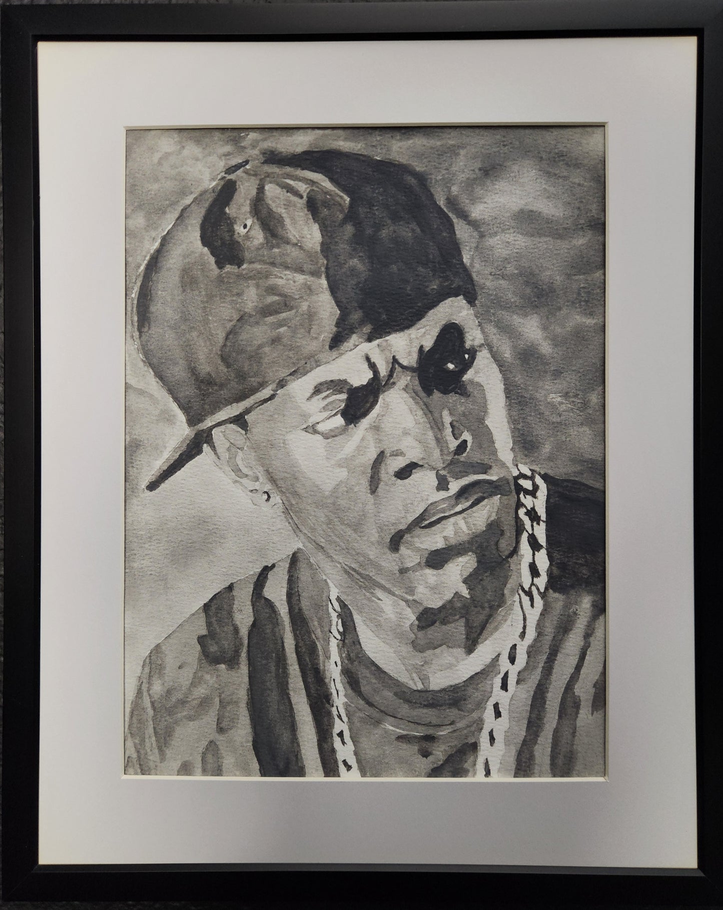 "Get the Hell on" – Black & White Watercolor Portrait