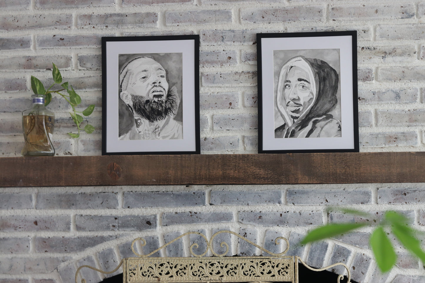 "Bishop's Gaze" – Black & White Watercolor Portrait