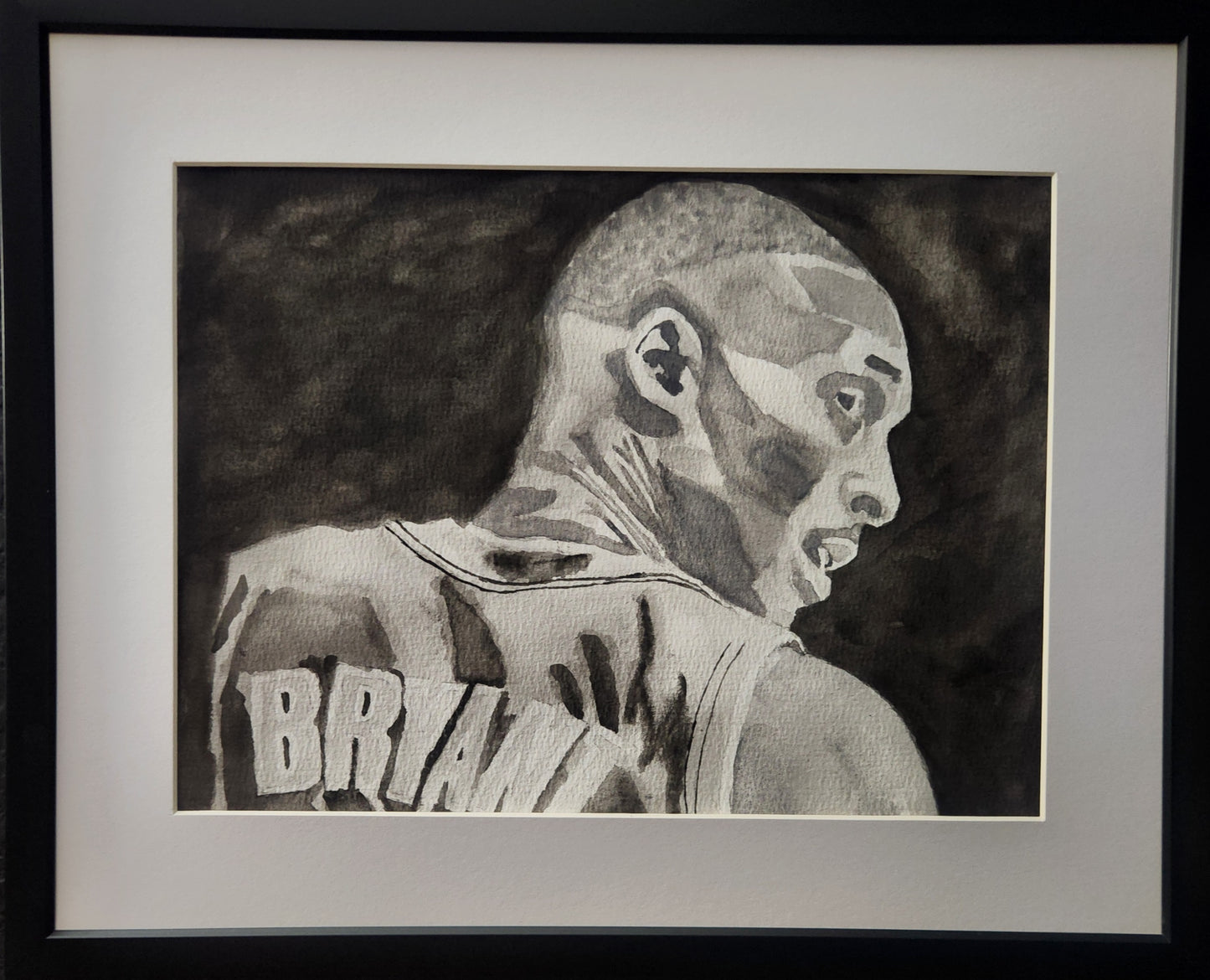 "Mamba Focus" – Black & White Watercolor Portrait