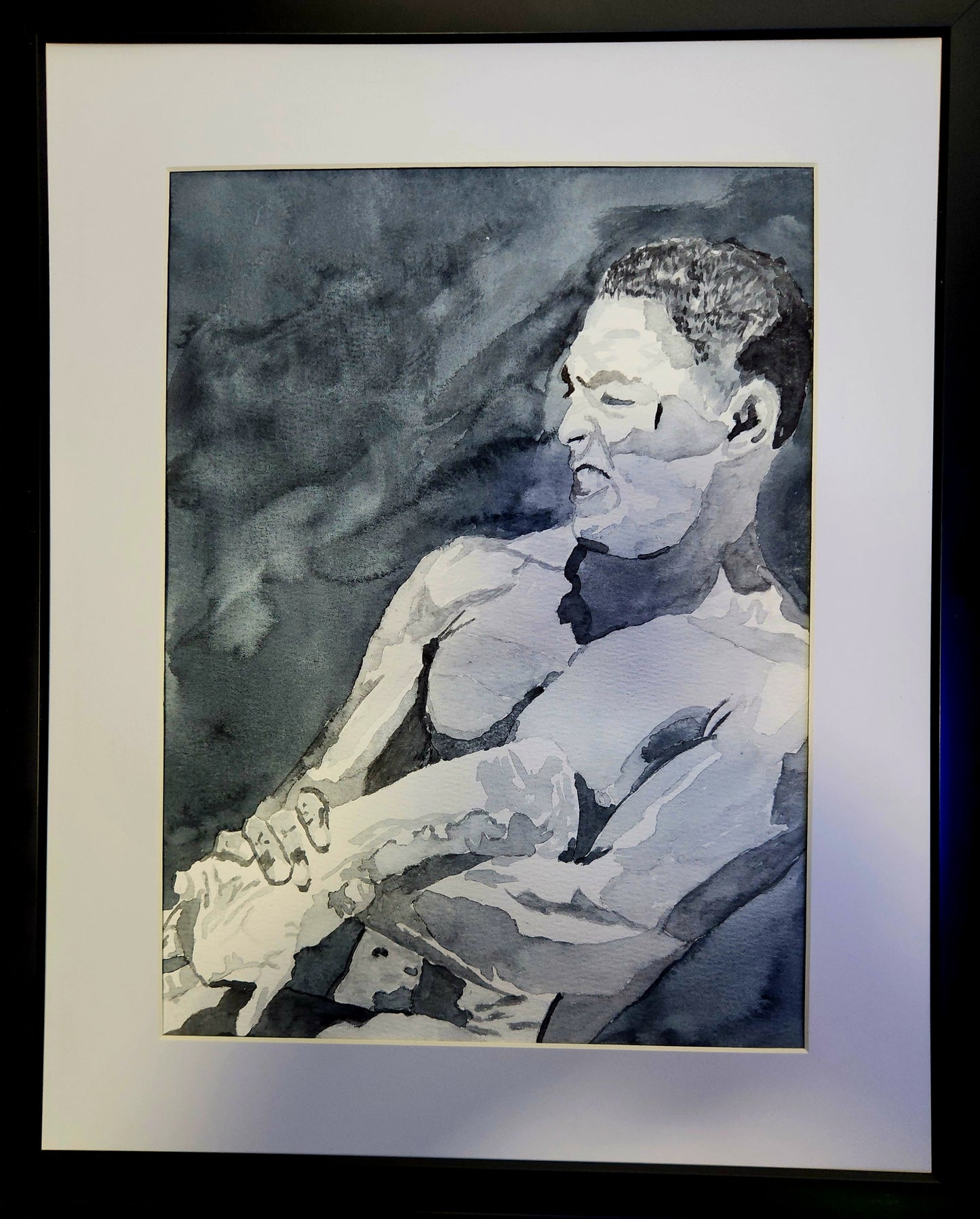 "Breaking Point" - Black & White Watercolor Portrait