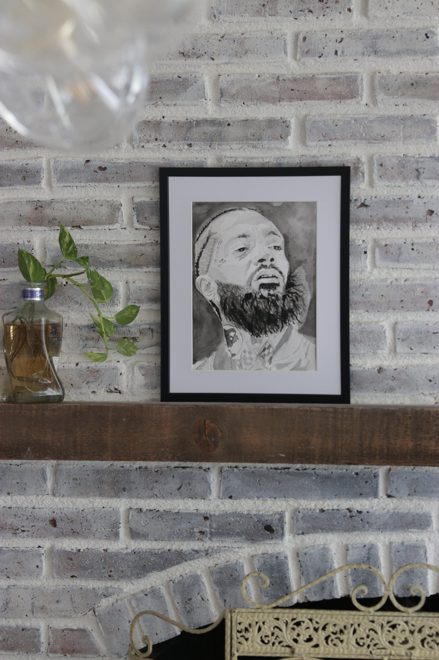 "The Marathon Continues" – Black & White Watercolor Portrait