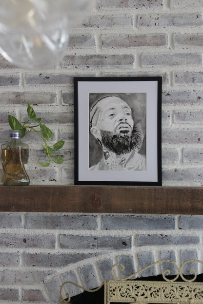 "The Marathon Continues" – Black & White Watercolor Portrait