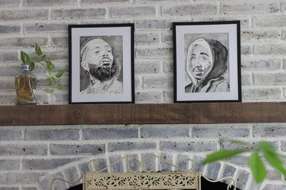 "Bishop's Gaze" – Black & White Watercolor Portrait