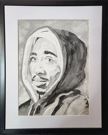 "Bishop's Gaze" – Black & White Watercolor Portrait