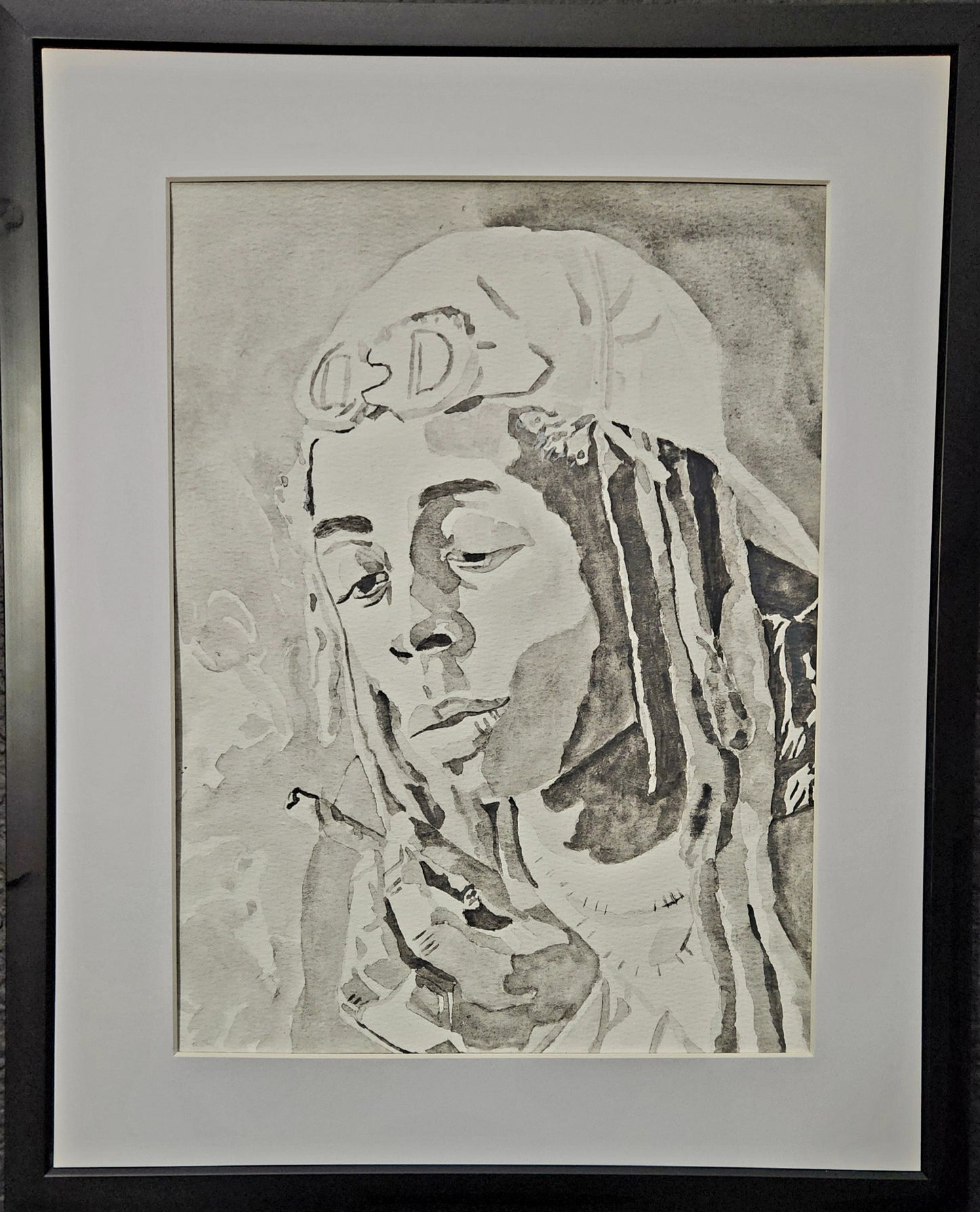 "Blunt Truth" – Black & White Watercolor Portrait